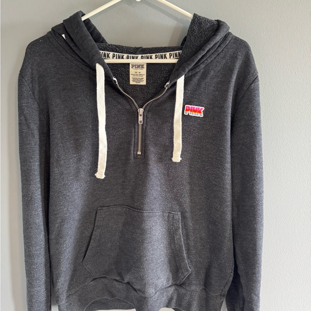 Victoria's Secret PINK Men's Charcoal Zip-Up Sweater